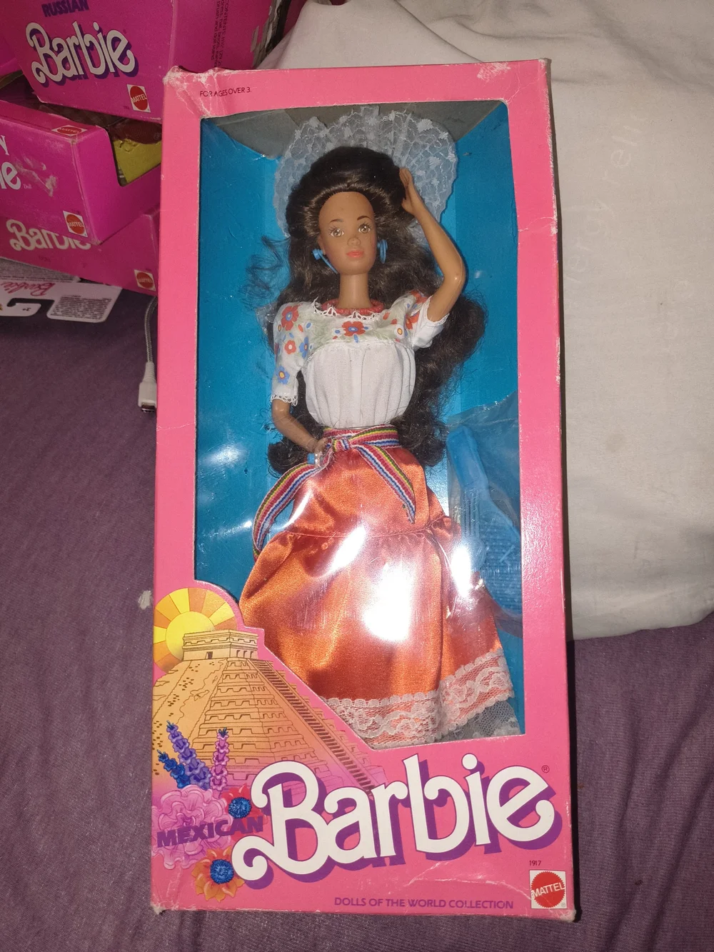 Barbie Mexican Outfit Doll with Orange Satin Skirt and White Blouse